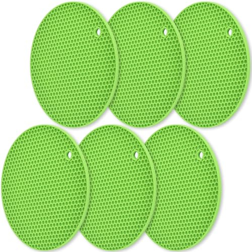 homEdge Silikon-Untersetzer, 6 Packungen, Mehrzweck-Topfhalter, rutschfest, hitzebeständig, Grün