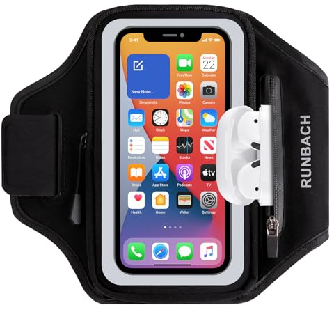 RUNBACH 3D Design Zipper Armband for iPhone 15,14,13,12,11,Pro Max, Samsung Galaxy S24,23,22,21+, Ultra, Motorola, Google, Sport Armband with Zipper Slot for Airpods, Buds (6.8 inch)