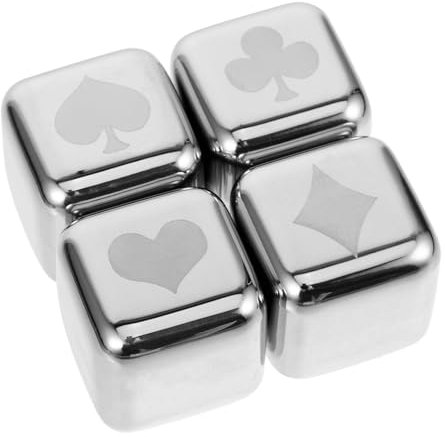 KICHOUSE 4pcs Stainless Steel Ice Cubes Reusable Whiskey Stones Ice Cubes for Whiskey Drink Cooling