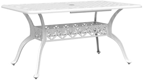 vidaXL Gartentisch Weiß 150x90x72 cm Aluminiumguss
