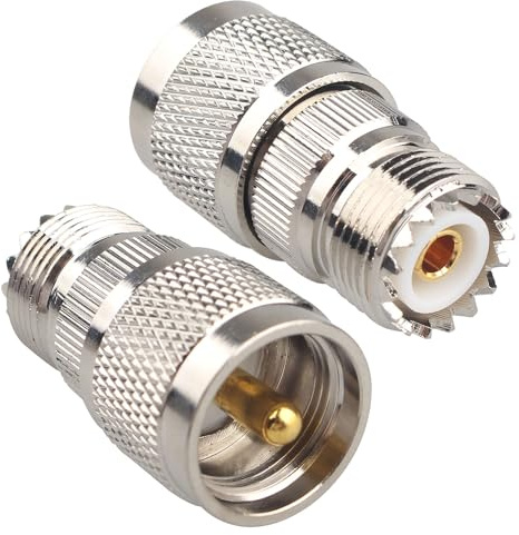 Futheda 2 Stück UHF Koaxialstecker Stecker auf Buchse PL259 auf SO239 Adapter gerade RF Stecker Koaxialkabel Stecker kompatibel mit Wi-Fi Antenne FPV Schinken Radio Phone Signal Booster