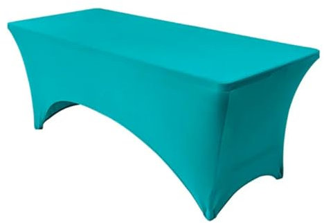 Stretch-Tischdecke, Tischwäsche für 4/6/8 Fuß-Tische, Schwarze Tischdecken für Partys-Türkis-122x76x76cm 4FT