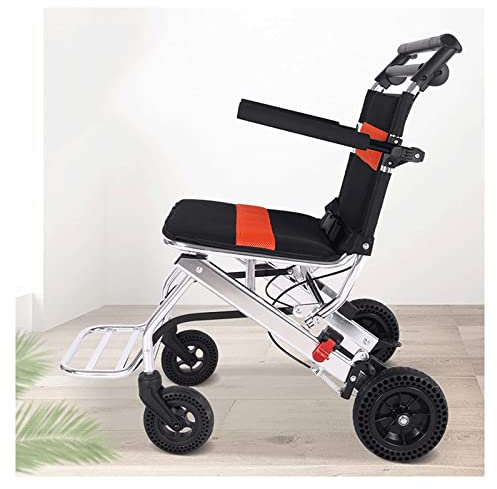 CVNIMV Fauteuil Roulant Super léger pour Enfants et Adultes, Chaise de Transport Pliable en Aluminium avec Repose-Pieds pivotant, Fauteuil Roulant Portable de Voyage (Noir)