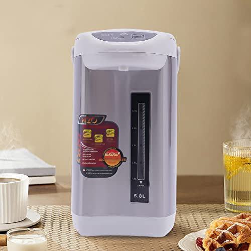 4 Liter Elektro Thermopot Wasserkocher HeißWasserspender Thermoskanne Edelstahl Wasserspender Warmwasserkessel Wassertank Elektrische Doppelwandig Warmhaltefunktion für Hause Schule Büro usw (Grau)