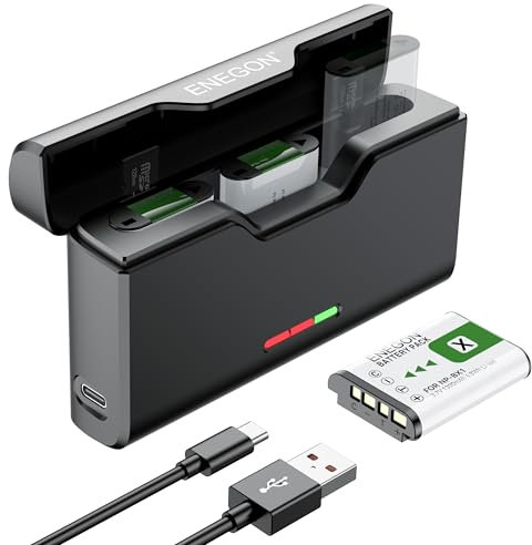 ENEGON 3er-Pack 1380mAh NP-BX1 Batterien & 3-Kanal-Ladegerät Kompatibel mit Sony NP-BX1, ZV-1, ZV-1 II, Cyber-Shot DSC-RX100, DSC-RX100 VII/VI/V/IV/III/II/VA (M7-M2), HDR-CX405, FDR-X3000, HX300