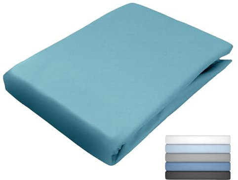 JACK Uni Spannbettlaken Satin 100x200 / 140x200 / 180x200 cm einfarbig Spannbetttuch viele Farben, Farbe:Petrol, Größe:180x200cm Spannbettlaken