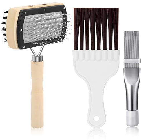 3 cepillos de limpieza de aletas de condensador de aire acondicionado, suministros de cepillo de limpieza de bobina de refrigerador, limpiador de bobina de CA inoxidable, limpiador de bobina de