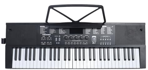 61 Key Keyboard Piano, Portable Piano Keyboard with Lighted Keys and LED Screen, Dual Speakers, Electric Piano Keyboard for Beginners Adults Kids