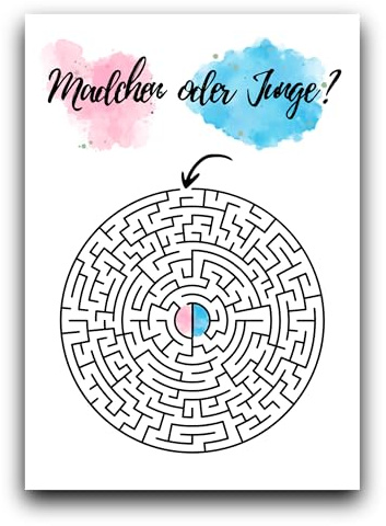 RXLITE 10 Baby Shower Karten Labyrinth Geschlecht Enthüllung Junge Gender Reveal Party hochwertig umweltfreundlich Geschenkidee Geburt Erinnerung Feier Schwangere Mama mutter Erinnerungen