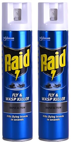 Raid Wasp Killer Spray Pk2 300ml Eliminates - Kill Flaying Insects In Seconds Spray Leaves a Neutral Scent Ideal For Indoor Use