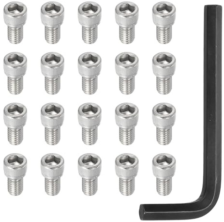 PATIKIL 3/8-16 x 1/2 Socket Head Screws Cap Bolt, 10Pcs 304 Stainless Steel Hexagon Socket Screws with Hex Wrenches Full Thread for Road Bicycle Mountain Bike Auto, Silver/Black