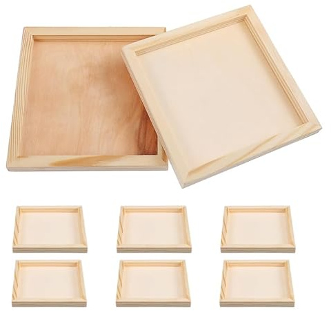 Artibetter 8 Stück Holz Puzzle-Tablett Kleines Unbehandeltes Sortiertablett Für 3D Puzzle Zubehör Montessori Bastelbedarf Tragbares Puzzleschale Mit Natürlichem Holzfinish