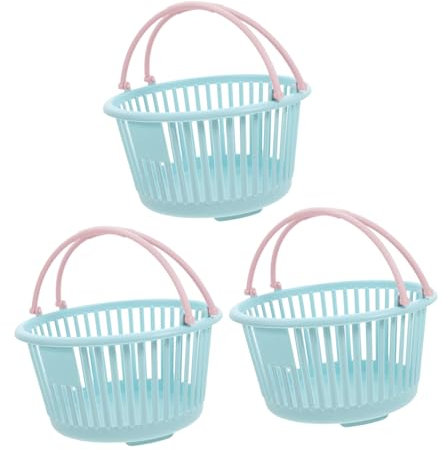 Vaguelly 3pezzi Cesto Di Plastica Maniglia Mini Carrello Della Spesa Cestini Per Cucina Raccolta Della Frutta Contenitori Organizzativi Resistenti Vabili Per Vari Usi