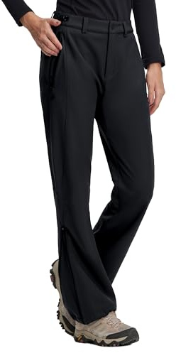 Pioneer Camp Damen Outdoorhose Softshellhose Wasserdicht Winddichte Warme Gefütterte Trekkinghose Thermohose Wanderhose Winter Ski Pants Women (Black;XL)