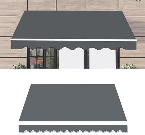 YCBTPS Einziehbar Terrasse Markise Ersatzstoff, 4×2.5m, Balkonmarkisen Ersatztuch Wasserdicht, Ersatz Für Einziehbare Klemmmarkise Für Terrasse Fensterba(Gray,15x8ft/4.5x2.5m)