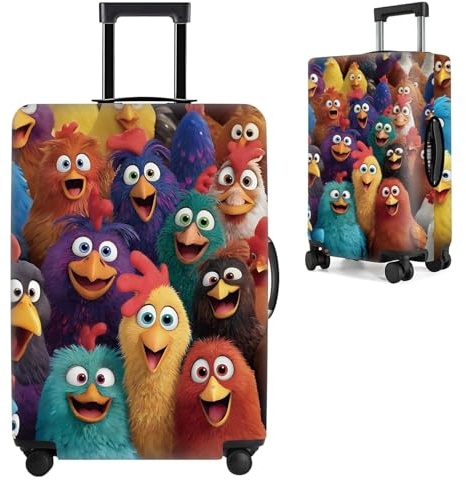 THISFIND Colorful Chicken Luggage Cover for Suitcase 20-22 Inch – Cute Cartoon Animal Travel Suitcase Protector – Vibrant Anti-Scratch Washable Luggage Sleeve with Funny Rooster Design,S