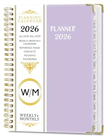 Wochenkalender & Notizbuch Medium (A5) 2026, 12 Monate,Buchkalender, 142 Seiten,Notizen, 21.7 x 15.8 cm Planner Mit Journaling gelassener & fokussierter Ziele erreichen,Deutsch (Lila)