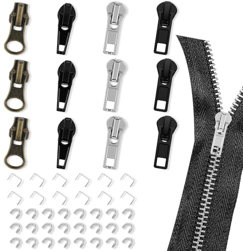 12 Stück Reißverschluss Reparatur Set,Reißverschluss-Reparatur-Set,FixReißverschluss,ReparaturSet für Kleidung, GepäCk, RucksäCken und Koffern