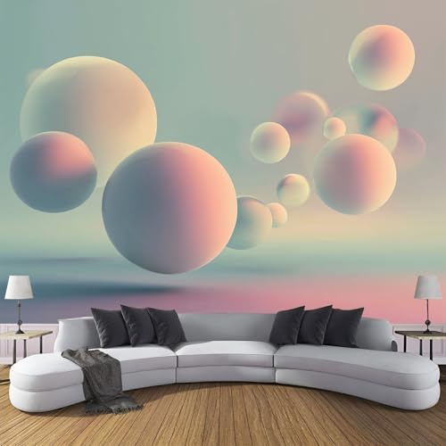 Panorámica De Pared Papel Pintado Geometría Circular 3D, Papel Tapiz Fotográfico Arte Moderno En Relieve, Rosa Murales Para Sala De Estar Dormitorio Decoración 350x256cm