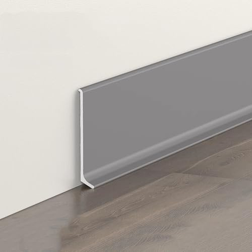 Lot de 4 moulures de plinthe en aluminium - 125 cm de long - 4/6/8 cm de hauteur - Facile à couper - Décoration et réparation - Gris romain - Parfait pour la rénovation de la maison