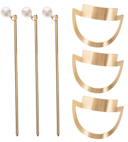 MERRYHAPY 3 Pièces Lot de 3 Épingles à Cheveux Françaises en Alliage Doré Ajouré, Fourchettes Géométriques Polies pour Chignons, Accessoires Coiffure Vintage pour Femmes, Maintien Sûr et