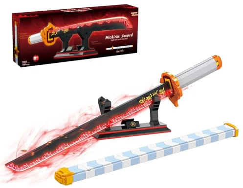 GHQYTPR Anime Sword Building Set 790 Pieces Black Katana Model with Blue Scabbard & Stand Japanese Samurai Cosplay Prop Construction Toy Demon Hunter Style Gift for Teens & Adults