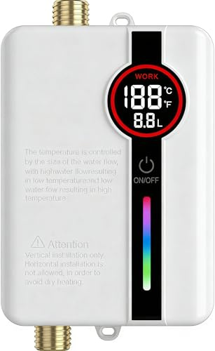 Scaldacqua istantanea elettronico, 3500 W 220V Scaldacqua Istantaneo a Parete Mini Scaldabagno Istantaneo Elettrico con Display LED Della Temperatura, scaldabagno elettrico per Cucina e Bagno