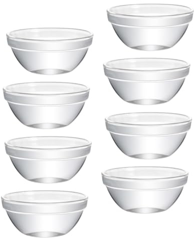 Artibetter Tazones de Vidrio para Gelatina Reutilizables 8 Piezas, Tazón Multiusos para Servir Pudín y Mousse, Tamaño Pequeño, Bordes Lisos Seguros para Postres y Almacenaje en Cocina