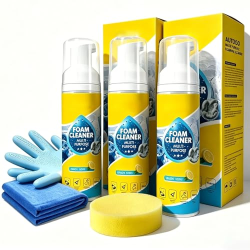 4-in-1 Multi-enzyme Foam Cleaner, Sofortige Wiederherstellung Eines Neuwertigen Aussehens, Fleckenentferner-Spray Ohne Schrubben Für Autoinnenräume, Polster, Küchen, Badezimmer, 5OZ (3PCS)
