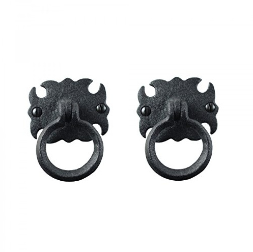Renovators Supply Manufacturing Cabinet Pulls 2-3/4 in. Black Wrought Iron Swing Handle Drawer Pulls with Mounting Hardware Pack of 2