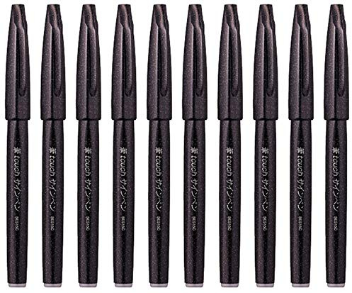 Pentel Fude Touch Brush Sign Pen (SES15C-A),Black Ink, Felt Pen Like Brush Stroke, Value Set