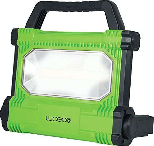 Luceco Faretto LED da Cantiere 30W, Faro Ricaricabile IP54 Impermeabile, Lampada da Lavoro da Campeggio, Modalità, Per Giardino, Garage