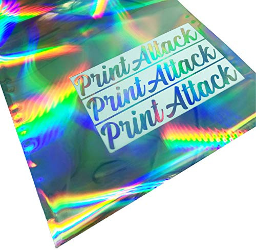 PrintAttack P052 Plottfolie Oilslick Hologramm Din A4 Set (21cm x 29,7cm) | Glitter Effekt | Plotterfolie | Bastelfolie | Rainbow | Holographic Holo Folie (5 Bögen DIN A4)