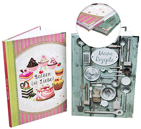 Logbuch-Verlag Rezeptbücher SET Kochbuch + Backbuch DIN A4 leer zur freien Gestaltung - ohne Vorgaben für eigene Rezepte Kochrezepte Backrezepte