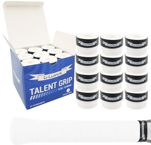 G-Lueck 27x Tennis Overgrips Talent Grip Griffband | 0,50-0,60mm Stärke | Für Squash Badminton Schläger & Golf inkl. Selbstklebendem Abschlußband | sehr griffig