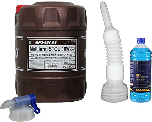 QR-Parts Set 20 Liter 85470484 PM2501-20 DIN61 CT4503 5024 1 Original MANNOL Scheiben-Reiniger -70 °C Frostschutz Konzentrat PEMCO 10W-30 Multifarm Motoröl Auslaufhahn
