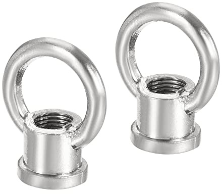 sourcing map 2 Stück Ösenmutter 15kg max. Belastung 29x35mm M10 Gewinde Ringform Weibliche Schlaufe für Hängelampe Kronleuchter Nickelfarbe