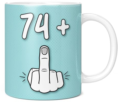Mug Monster - Taza de 75 cumpleaños, I Am 74 + 1, regalo para niños de 75 años, taza de café de cerámica, regalo para hombres o mujeres, taza extra grande y gigante disponible, taza blanca de 11 onzas