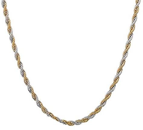Epinki Kette Herren Edelstahl 45-70 cm, Kordelkette Zopfkette Breit 3/4/ 5MM Edelstahl Halskette für Männer