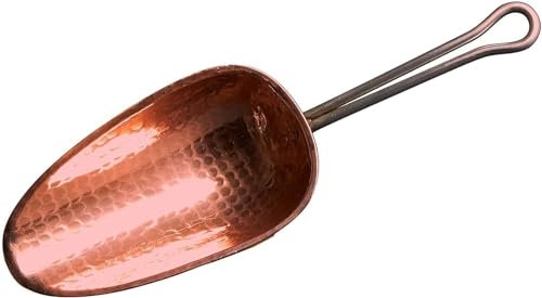 Sertodo Copper Schaufel für Eis und trockene Waren, reines Kupfer, schwer, handgehämmert, Kupfergriff, Fassungsvermögen: 1,5 Tassen
