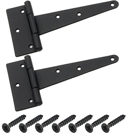 BRESKO Kreuzgehänge schwarz Scharnier Torband Türband Ladenband T-Scharniere T-Bänder 2er Set mit Schrauben (125x35x80x2 mm)