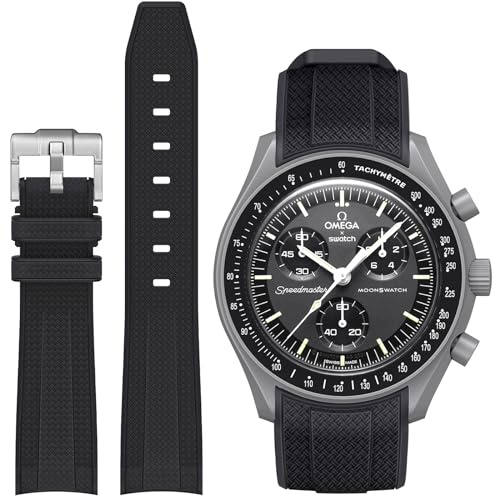 Stanchev Strap for Omega x Swatch MoonSwatch Watch 20mm,Soft Silicone Omega X Swatch Moonswatch Speedmaster Replacement Strap,Curved No Gap Moonswatch Swatch strap for Men Women