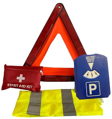 RMY Erste-Hilfe-Set, Parkscheibe – Unverzichtbare Erste Hilfe bei Unfällen!Warndreieck, Erste-Hilfe-Set,-Kit mit Warnweste und Warndreieck CE-Norm, Verbandtasche für Erste Hilfe bei Unfällen