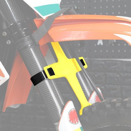Runfarr Bloque Fourche Moto Cross, Support Fourche Avant Moto-Jaune | Bloque Fourche Transport Moto,Support Suspension Protection Fourche pour Motocross Supermoto Enduro Pit Bike
