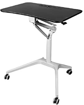 POCHY Betttische Mobiler Betttisch, Sitz-Steh-Schreibtisch, höhenverstellbarer Steh-Laptop-Schreibtischwagen, rollender Couchtisch auf Rädern für das Heimbüro luxuriös