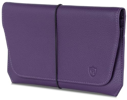 VON HEESEN Leder Reisepasshülle mit RFID-Schutz - Passport-Hülle aus echtem Leder - Reisepass-Organizer für stilbewusste Damen & Herren in Violet
