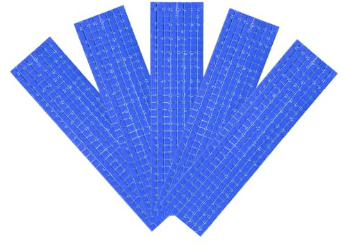 QUARKZMAN 5 Stück selbstklebende Disco-Fliesen-Aufkleber, 5 x 5 mm, Mini-Mosaik-Spiegelfliesen, quadratische Glasfliesen für DIY-Disco-Kugel-Basteldekorationen, Blau