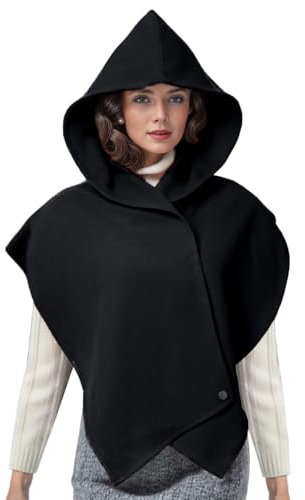 ANDHOM Unisex Mittelalterlicher Kapuzenschal, Winter, Retro, Kopfhaube, Schal, warm, Cowl Shrug Cape Cosplay-Kostüme, Schwarz, M