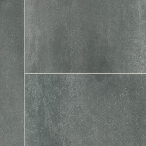 Dark Grey Stone Effect Anti-Slip Vinyl Flooring For LivingRoom, Hallways, Kitchen, 3.8mm Thick Cushion Backed Vinyl Sheet, Waterproof Lino Flooring-7m(23') X 2m(6'6)-14m²