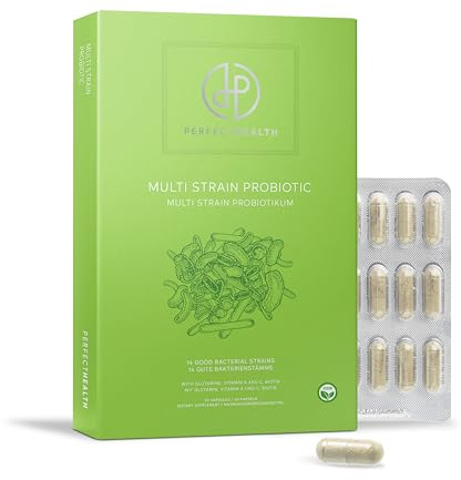 Perfect Health - Probiotika Kapseln mit 14 Stämmen & Präbiotika - 14 Mrd. KBE - 30 Vegane Kapseln - Mit LactoSpore®, Inulin & Vitamine - Für Darmflora, Darmsanierung & Immunsystem
